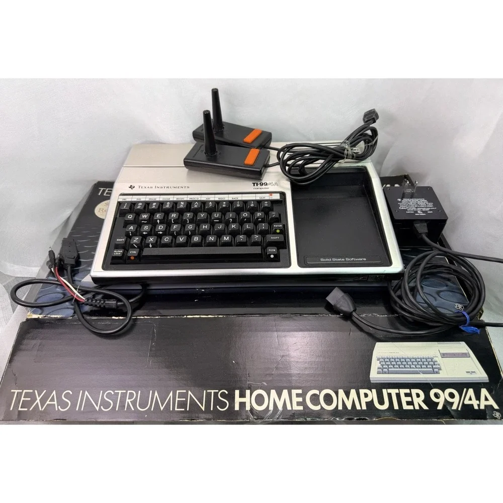 Vtg TI-99/4A Texas Instruments Home Computer Boxed w/ Controllers Repair READ